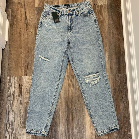 Distressed Light Blue Jeans Wild Fable High rise Tapered size 4 - Picture 1 of 7